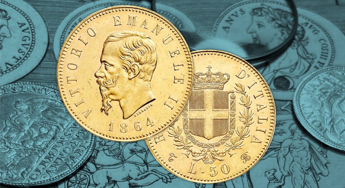 REALIZZO TOP di 288.000 euro per le rarissime 50 LIRE 1864